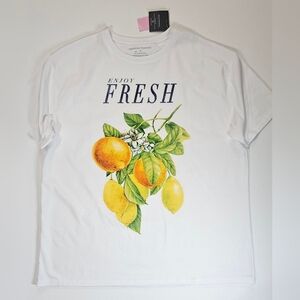 Garden Citrus T-shirt Womens Medium White Fresh Florida Oranges Graphic Farm Tee